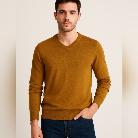 H&M Other - H&M V-Neck Sweater Cotton Ribbed Cuffs and Waist Mustard Large